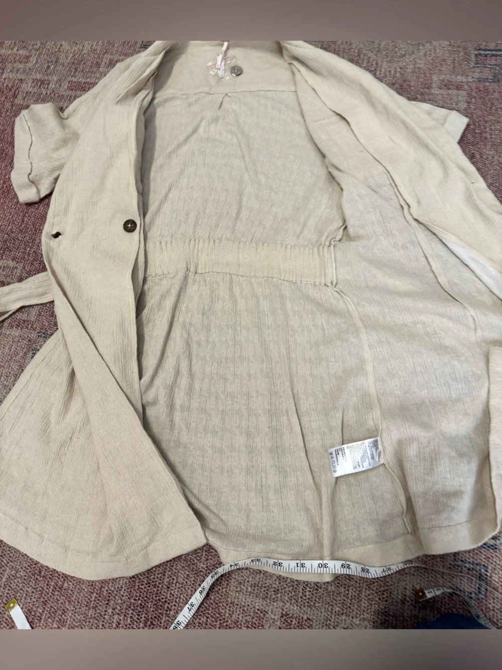 Free people clementine crepe wrap belted mini dress in cream medium NWT
